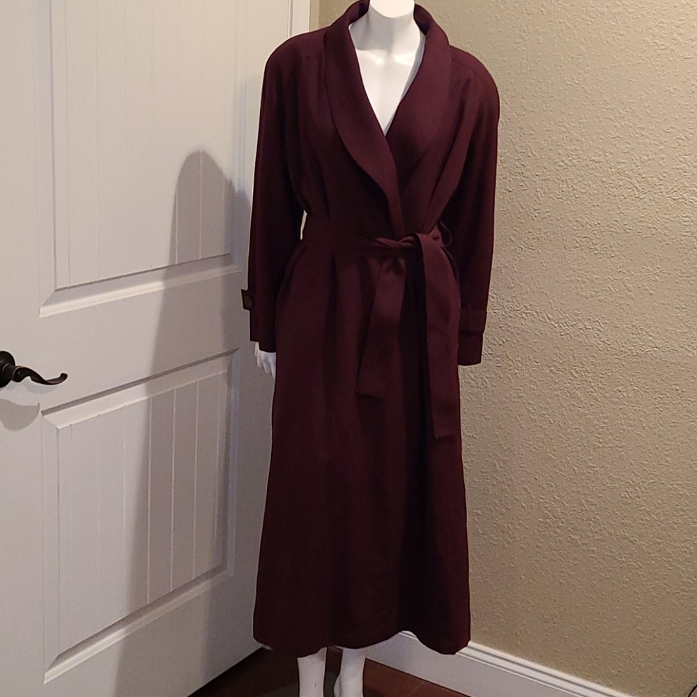 London Fog Wine Long Shawl Collar Trench Coat